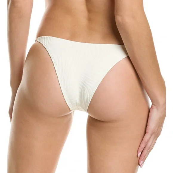 L*Space Women Ivory Textured Wild Side Chain Bitsy Swim Bikini Bottom Size S - Picture 2 of 5